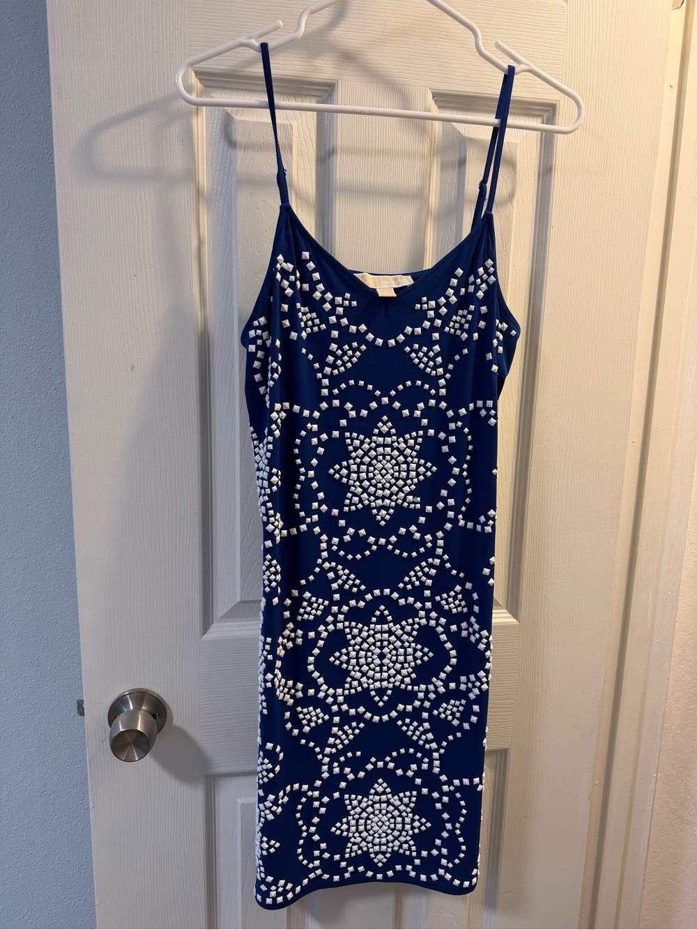 Michael Kors Navy Blue and White Studded Mini Dress - Picture 2 of 3